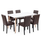 Set Sufragerie Leziter Verona 150 6+1 Alb-Maro Masa 150cm