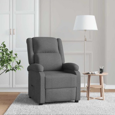 Fotoliu rabatabil, gri &amp;icirc;nchis, material textil foto