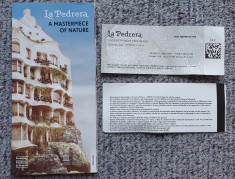 Pentru colectionari, doua bilete intrare Casa Mila La Pedrera Barcelona, pliant foto