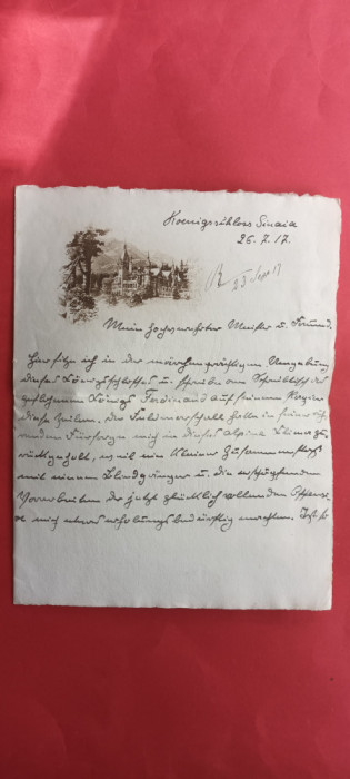 Prahova Sinaia Familia Regala Castelul Peles Scrisoare 1917