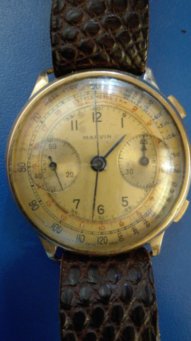 ceas aur Marvin Chronograph Telemetre 1930-1940
