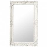 Oglindă de perete &icirc;n stil baroc, alb, 50 x 80 cm
