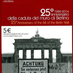 SAN MARINO 2014 - 5 Euro Ag 925/ 18 gr / 32 mm“ Zidului Berlinului” BU