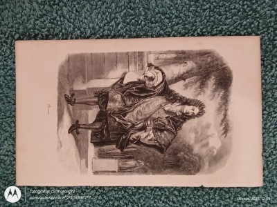 gravura veche pe hartie cartonata lucioasa , pentru colectie sau pentru inramare,stare buna foto
