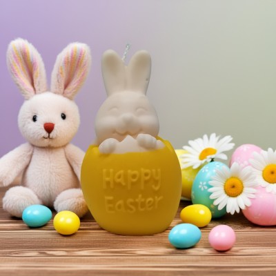 Lumanare Parfumata Iepure Happy Easter , Handmade din Ceara Naturala foto