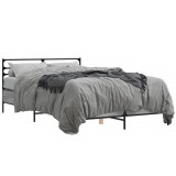 VidaXL Cadru de pat, gri sonoma, 135x190 cm, lemn prelucrat și metal