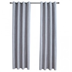 Draperii opace cu inele metalice, 2 buc., gri, 140 x 175 cm foto