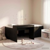 Cumpara ieftin Cadru de Pat Inalt pentru Copii cu Birou Negru 98,5 x 203 cm