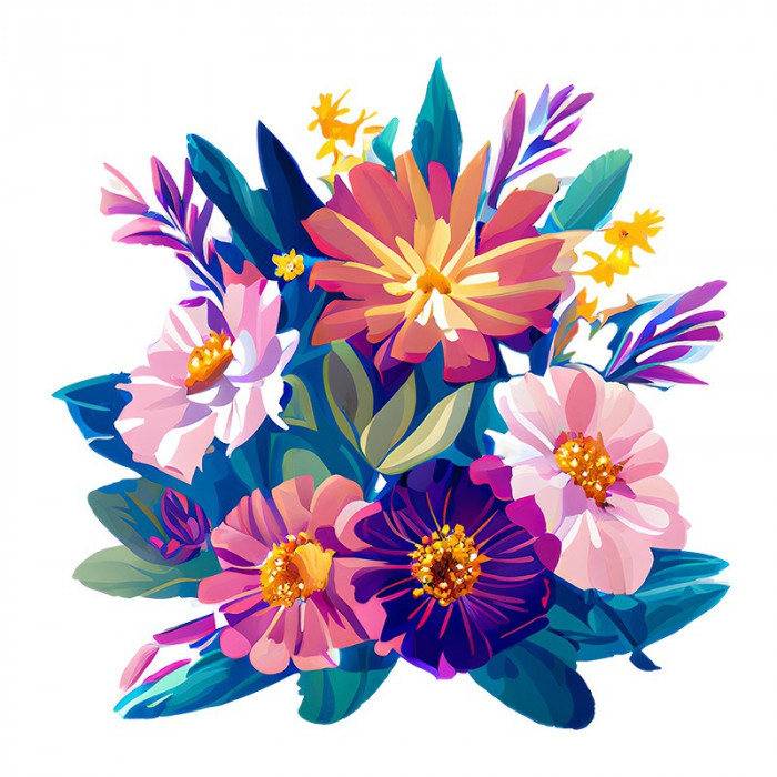 Sticker decorativ, Buchet de Flori, Multicolor, 62 cm, 10319ST