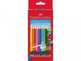 Creioane colorate Faber-Castell 12 set, hexagonale, cu guma eco