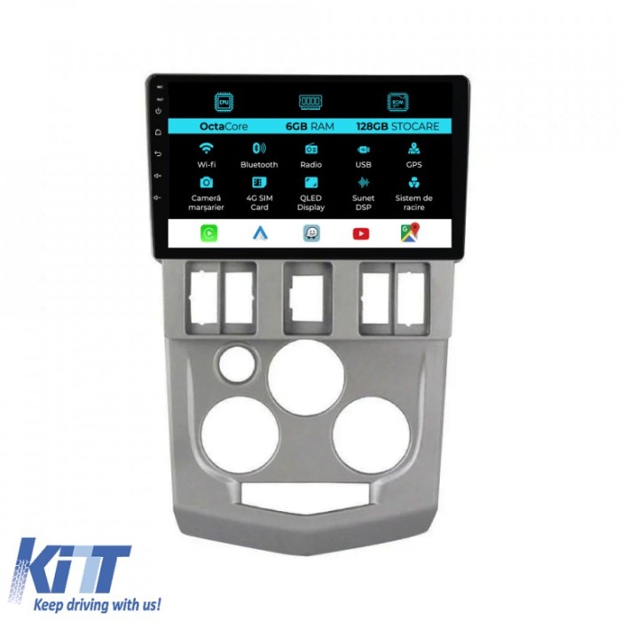 Navigatie Dedicata Dacia Logan 1 (2004-2008), 9Inch, 6Gb Ram, 128Gb Stocare, Carplay Performance AutoTuning