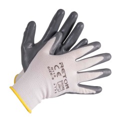 Manusi de Protectie PROTEK, Gri, Marimea 9, cu Cauciuc in Palma, Material Poliester cu Prehensiune Marita, Manusi Protectia Muncii, Manusi Gradinarit, foto