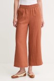 United Colors of Benetton pantaloni din in culoarea maro, drept, high waist, 4AGHDF09G