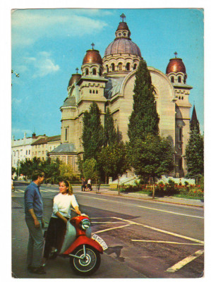 CPIB 19029 CARTE POSTALA - TARGU MURES. CATEDRALA, MOTORETA foto