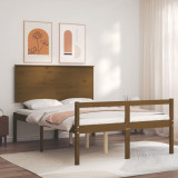 VidaXL Cadru de pat senior cu tăblie dublu, maro miere, lemn masiv