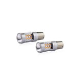 Set becuri auto cu LED CANBUS compatibil P21W BA15S 24 SMD 6.2W Orange 12/24V, destinat competitiilor auto sau off-road, Amio