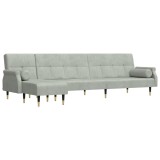 Canapea extensibila in forma de L gri 271x140x70 cm catifea
