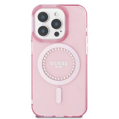 Husa pentru iPhone 16 Pro Max - Guess IML Rhinestones MagSafe (GUHMP16XPFTDTEP) - Pink foto