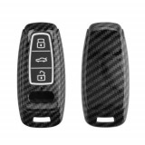 Husa Cheie Auto pentru Audi, 3 Butoane, Key Free, Kwmobile, Plastic, Negru/Gri, 56720.03