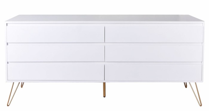 Comoda industriala alba cu sase sertare HMB411