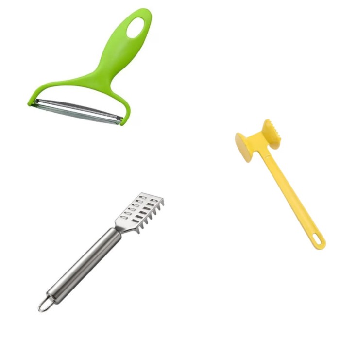 Set 3 piese, cutit pentru Taiat si Decojit Varza, ciocan pentru fragezit carne