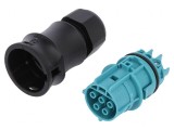 Conector circular mamă 5 pini argintat 20A 250V
