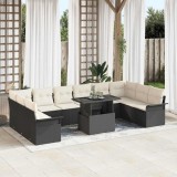 Cumpara ieftin Set de canapele pentru grădină 11 pcs Negru Rattan poli