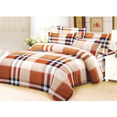 Lenjerie de pat pentru o persoana cu husa de perna patrata, Jasia, bumbac mercerizat, multicolor