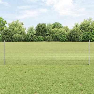 &amp;Icirc;mprejmuire din s&amp;acirc;rmă sudată cu 22 de st&amp;acirc;lpi Argintii 0.6x50 m Oțel foto