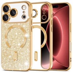 Husa pentru iPhone 18 Pro Max / iPhone 17 Pro Max Asteroid GSM Luxury Glitter MagSafe, Gold