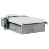 Cumpara ieftin Cadru de pat cu sertare, gri beton, 75x190 cm, lemn prelucrat