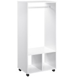 HOMCOM Cuier cu Bară din Aluminiu și 2 Rafturi Deschise, 60x40x128 cm, Alb | Aosom Romania
