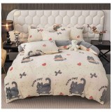 Cumpara ieftin Lenjerie Cocolino 4 Piese Pentru Pat Dublu cu Elastic- JOJ814 Pisica Crem