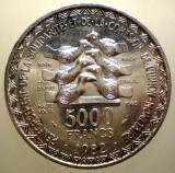 E.027 AFRICA DE VEST WEST AFRICAN STATES TAKU 5000 FRANCS FRANCI 1982 XF ARGINT