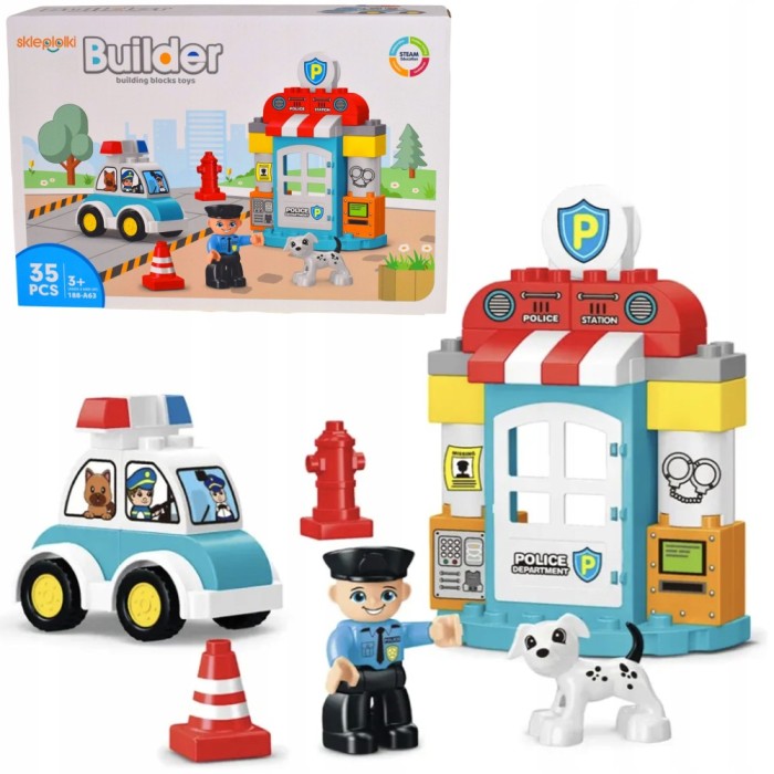 CONSTRUCȚIE CU BLOCURI DE CONSTRUȚIE POLIȚIE 35 piese SET DE FIGURINE