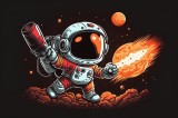 Cumpara ieftin Sticker decorativ, Astronaut, Negru, 90 cm, 8437ST, Oem