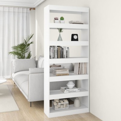 Bibliotecă/Separator cameră, alb, 80x30x198 cm, PAL foto