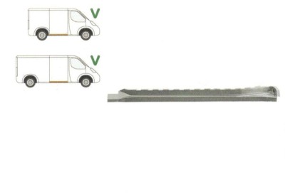 Prag VW Transporter T4, Caravelle, Multivan 07.1990-03.2003 Dreapta, interior, model mare (pentru modelul scurt si lung), prag din metal foto