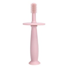 Periuta de Dinti din Silicon pentru Bebelusi, Cyrax, fara BPA, 360 Grade, Bariera Anti-Inghitire, Maner Ergonomic, 12.5 x 15 cm, Roz