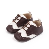 Pantofiori eleganti maro cu insertie alba (Marime Disponibila: 9-12 luni