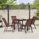 vidaXL Set de masă pentru grădină 5 pcs Maro Textilene și oțel