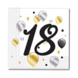 Set 20 servetele petrecere Baloane (cifra 18), 33 x 33 cm