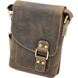 Borseta Barbati Piele Naturala Hunter, Umar/Mana, Maro Coniac, 18x20x5 cm. Cadou Lux