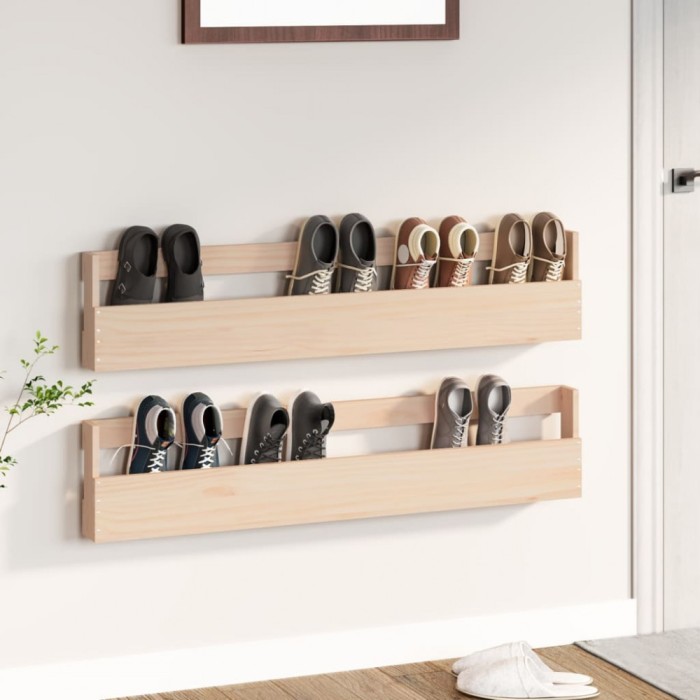 Gossi pantofare de perete, 2 buc., 110x9x23 cm, lemn masiv pin