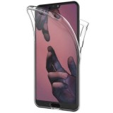 Husa Huawei P20 Pro 360 grade, Full TPU, Fata + Spate, Protectie Completa, Transparent Gri