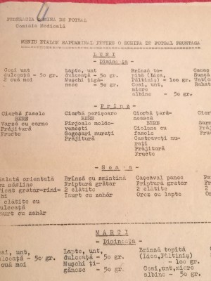 Program (vechi)-Meniu saptamanal pt. echipa nationala de fotbal a Romaniei foto