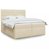 vidaXL Pat box spring cu saltea, crem, 200x200 cm, textil 3293692