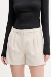 Abercrombie &amp; Fitch pantaloni scurti femei, culoarea bej, neted, high waist, KI149-5214
