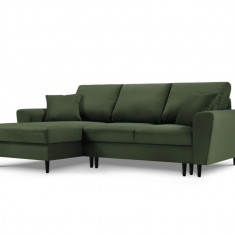 Coltar extensibil stanga 4 locuri, Moghan, Micadoni Home, BL, 241x145x88 cm, velur, verde bottle