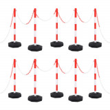 Set stalp semnalizare trafic, cu lant din plastic de 10 m GartenMobel Dekor, vidaXL
